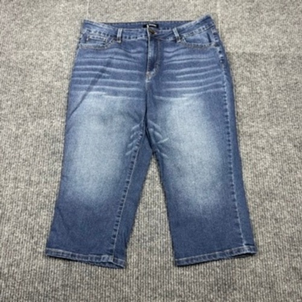 d.jeans Women Blue Capri Jeans Size 16W Medium Wash Stretch Cropped Denim
